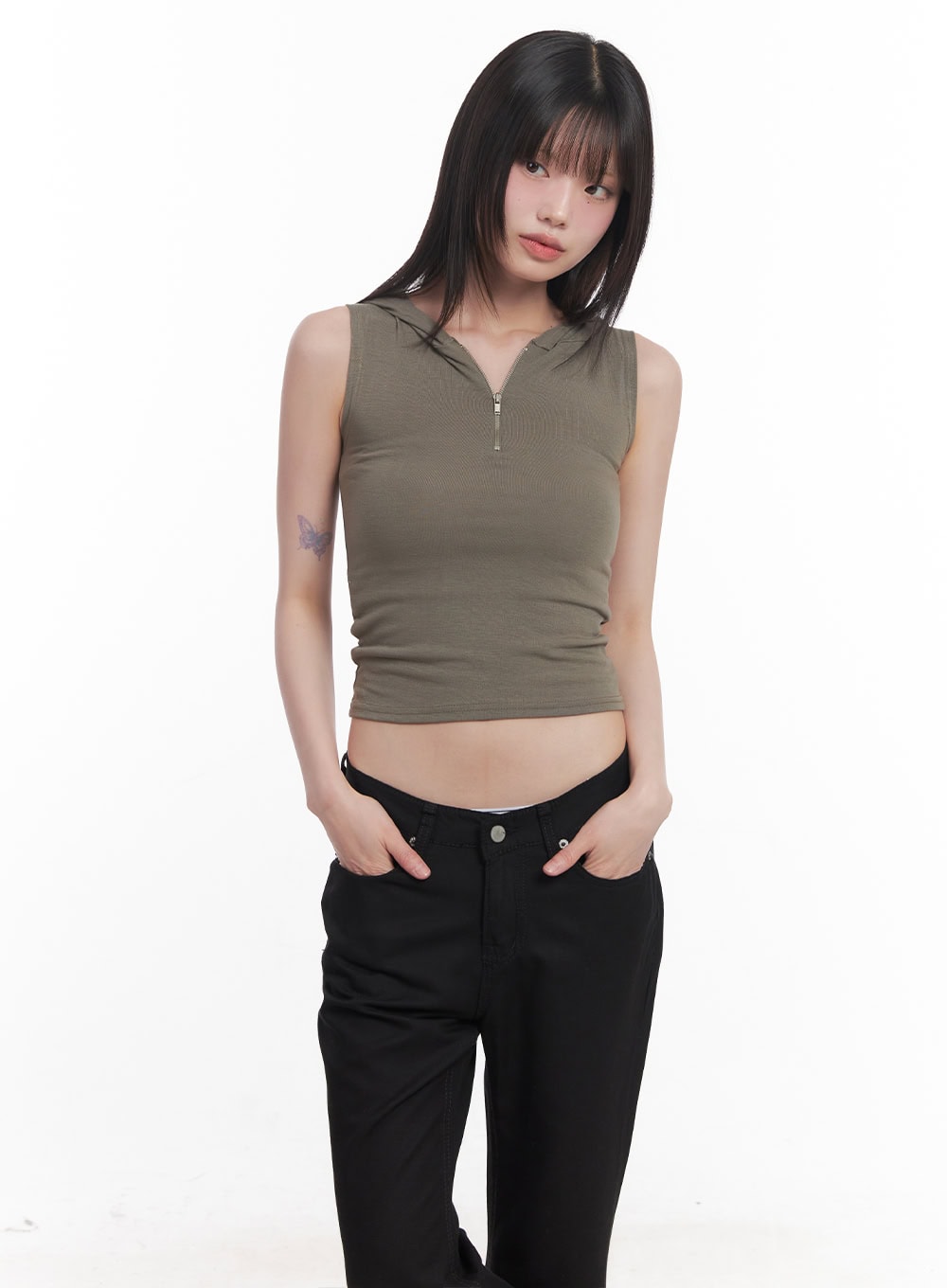 Quarter-Zip Sleeveless Hoodie CU505