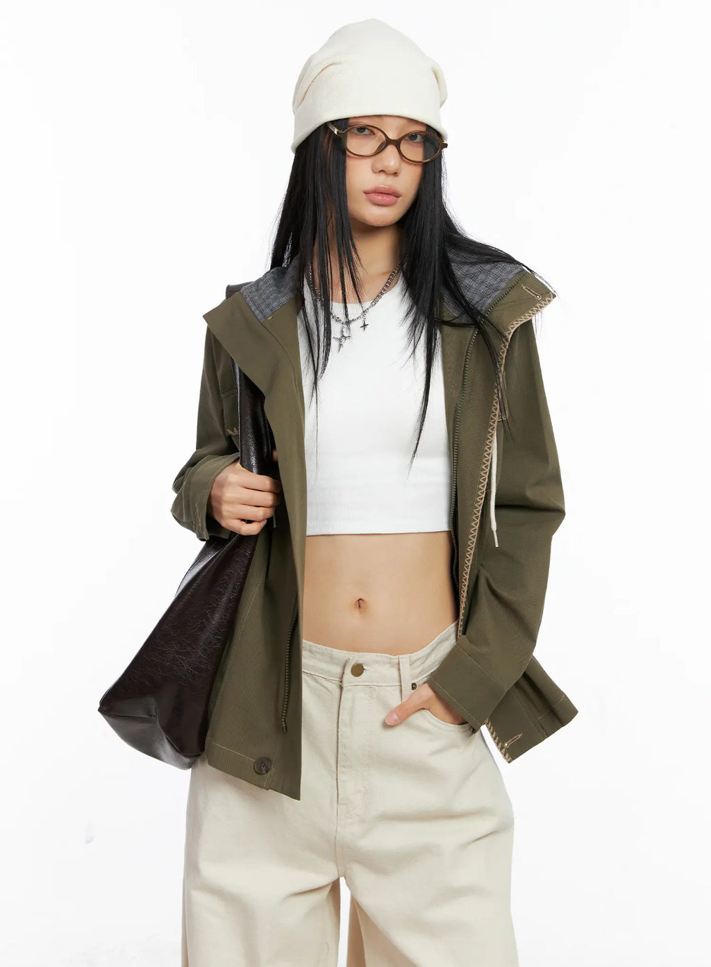 Two-Tone Embroidered Cotton Hoodie Jacket CS511