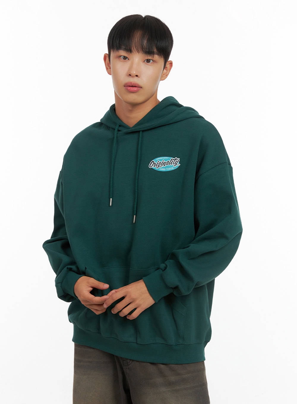 Men's Graphic Hooded Sweatshirt (Dark green) IS420