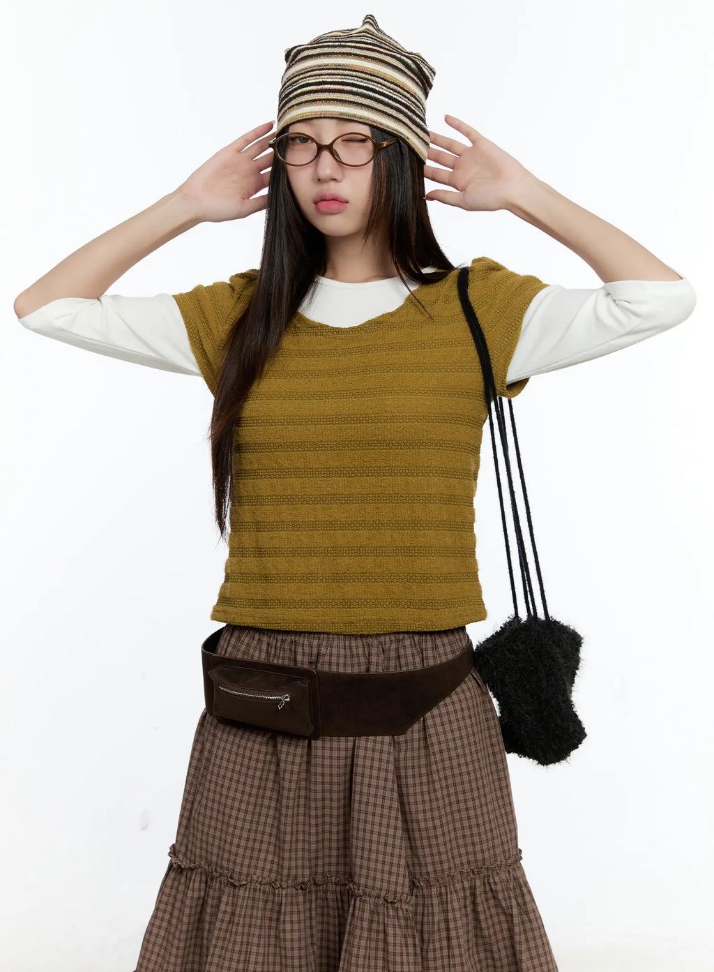 Soft Stripe Puff Sleeve Top CS517