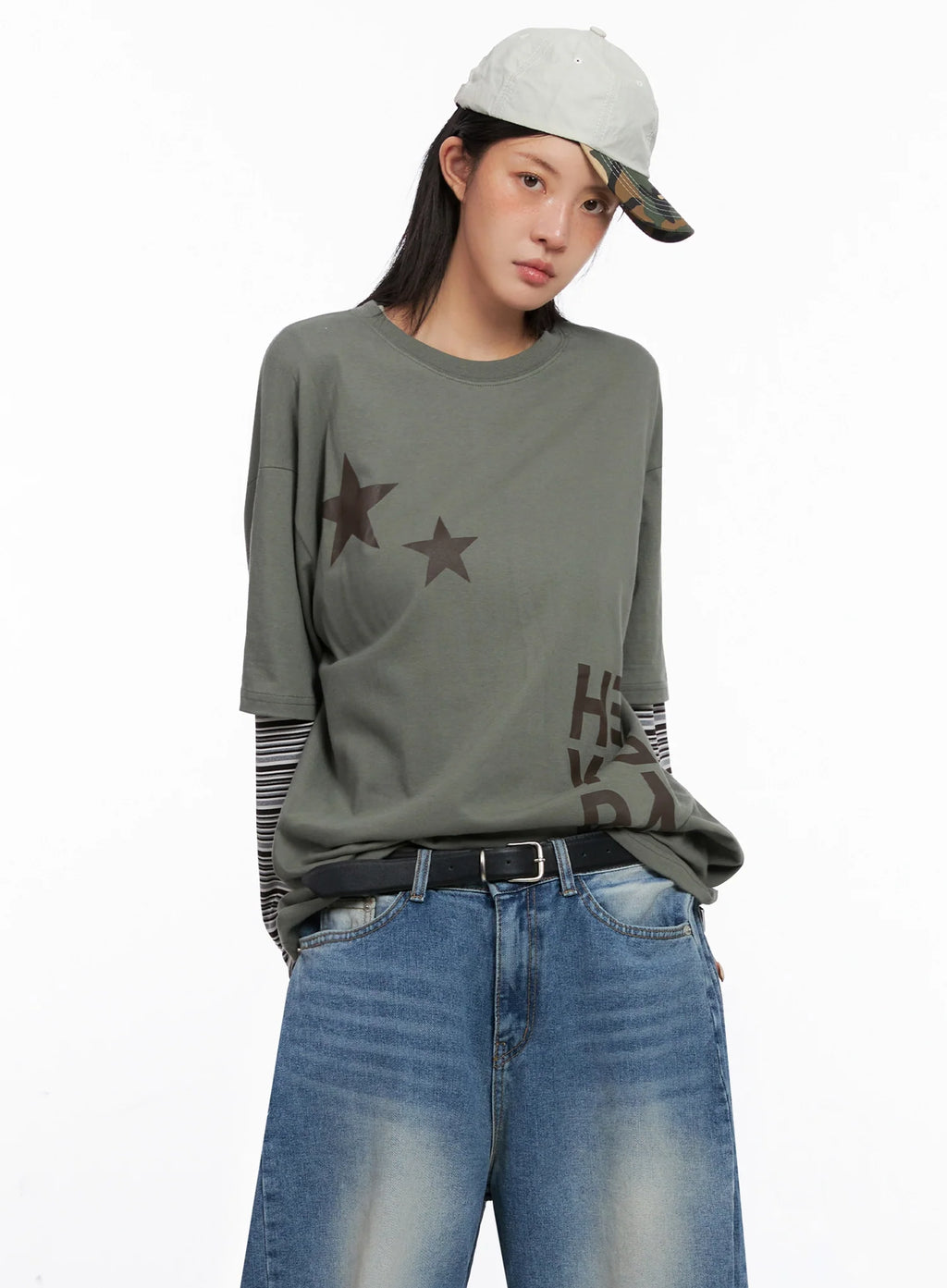Layered Star Print Long Sleeve Tee IS515