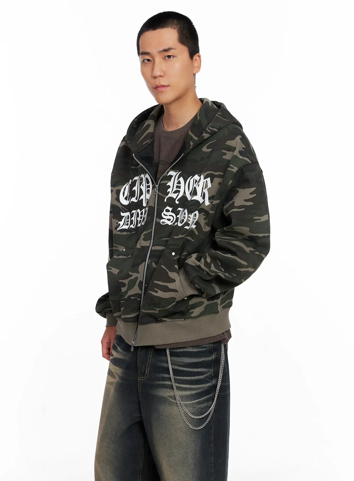 Men's Camo Graphic Hooded Zip-Up IS509