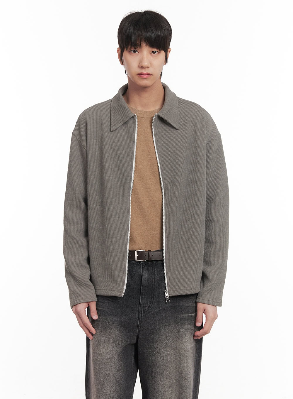 Men's Zip-Up Collared Cardigan Jacket IM518