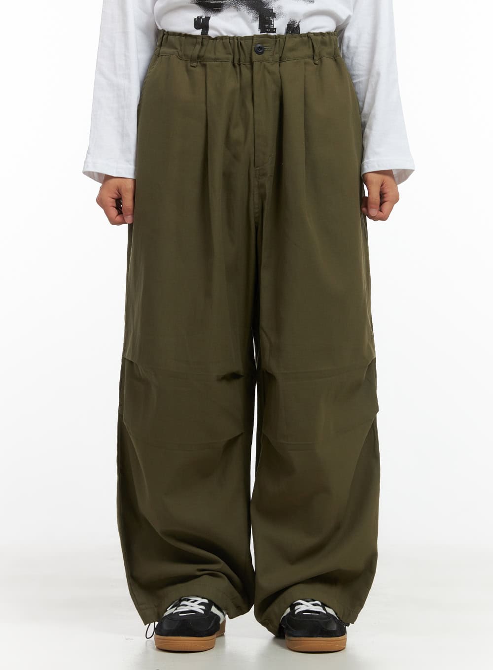 Men's Solid Pintuck Wide Leg Trousers CO408