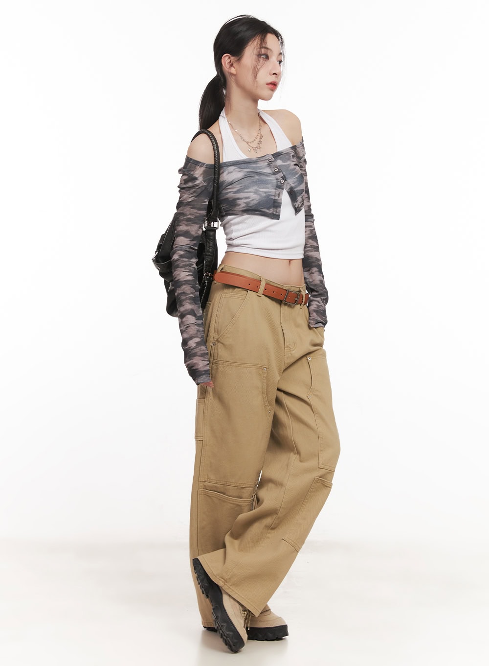 Camo Print Super Crop Cardigan CM517