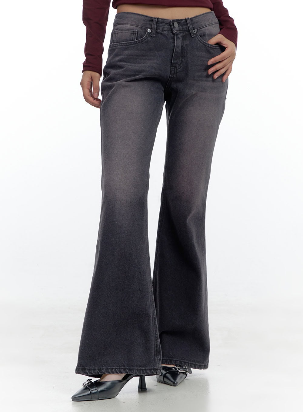 Felice Purple Washed Slim Fit Bootcut Jeans CS424