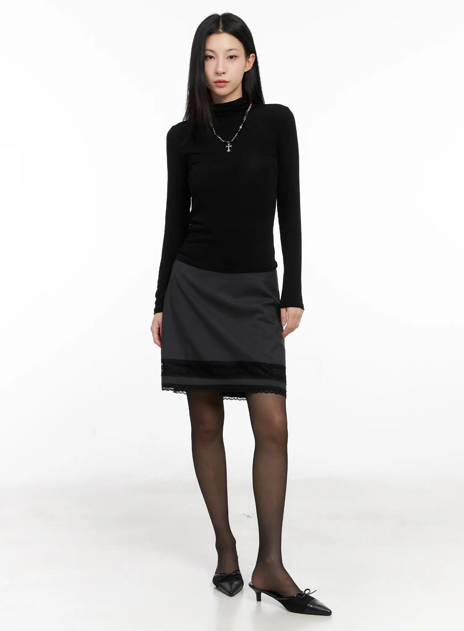 Lace Trim Midi Skirt CG526