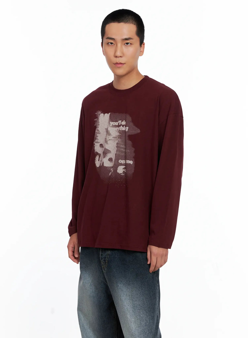 Men's Retro Print Oversized Long Sleeve Shirt IS509