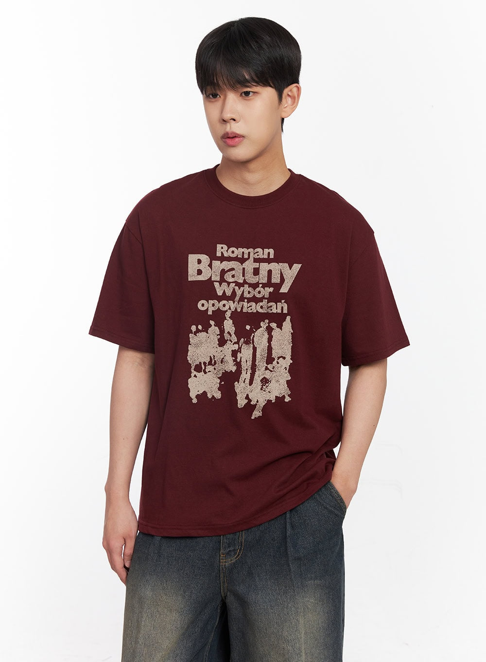 Men's Loose-Fit Round-Neck Graphic T-Shirt IY522