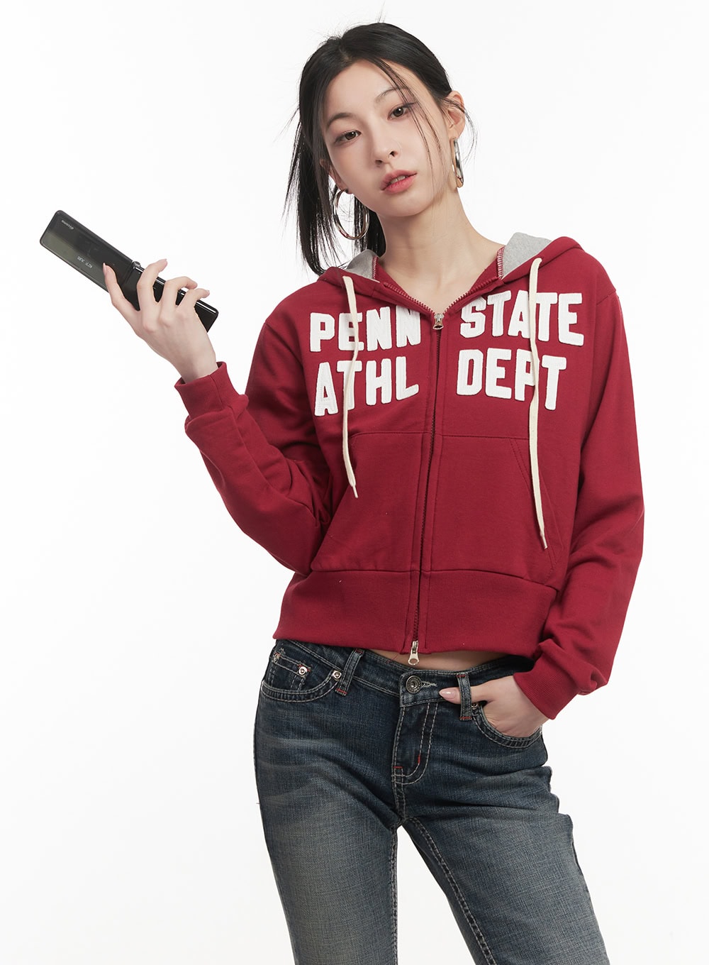 Patchwork Zip-Up Hooded Sweatshirt CF514