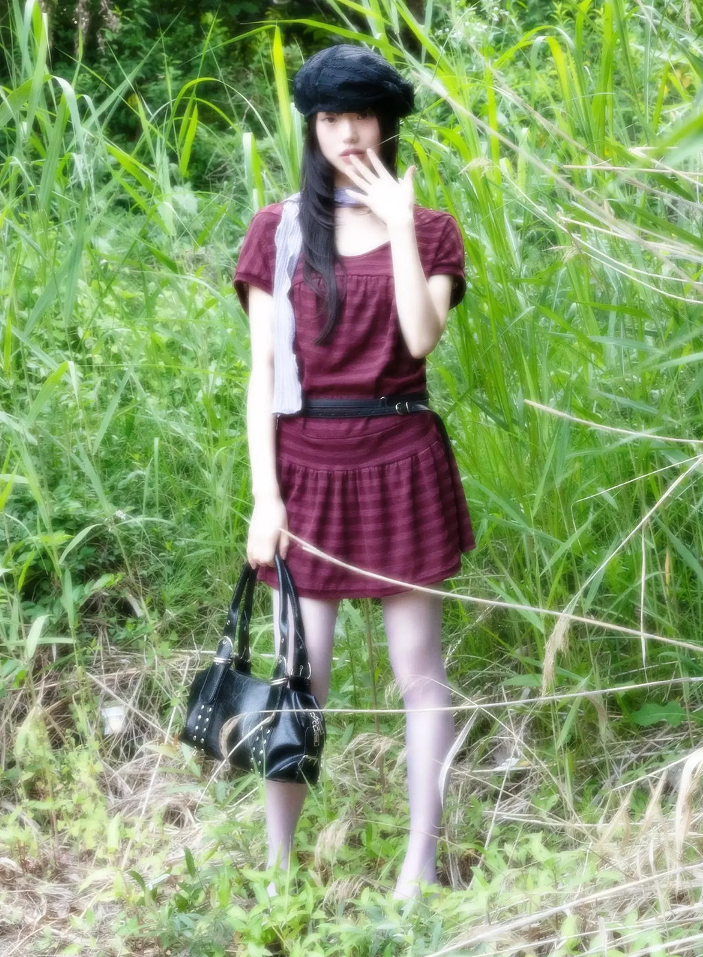 Striped Relaxed-Fit Mini Dress IU524