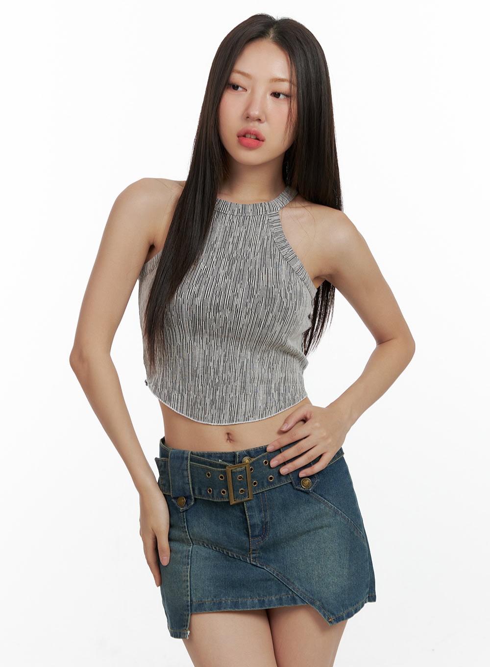 Halter Printed Crop Tank Top OL408