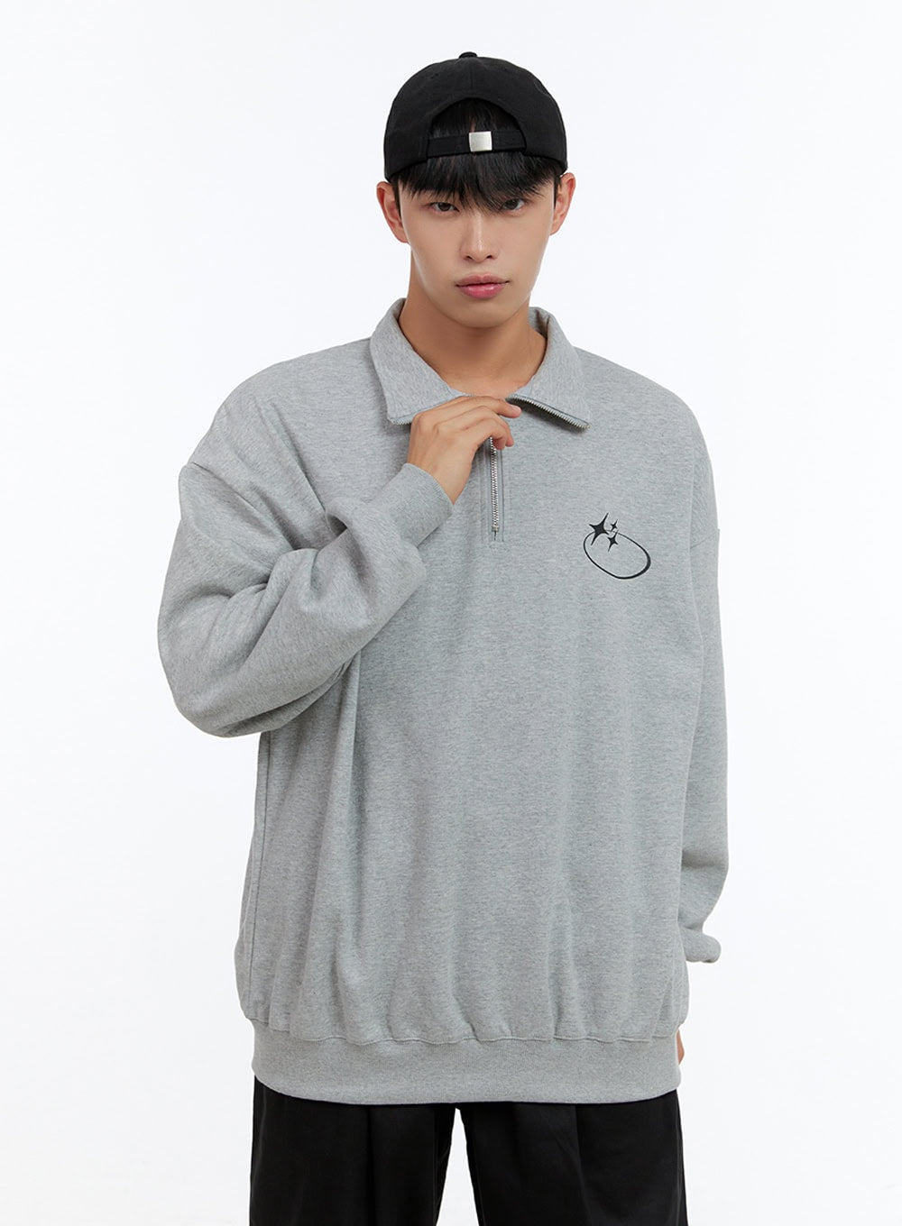 Men's Cozy Half Zip Sweatshirt  (Gray) IS412