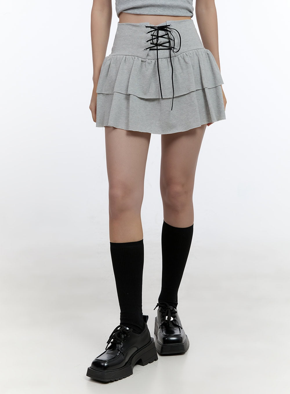 Charm Lace-Up Ruffle Mini Skirt CS406