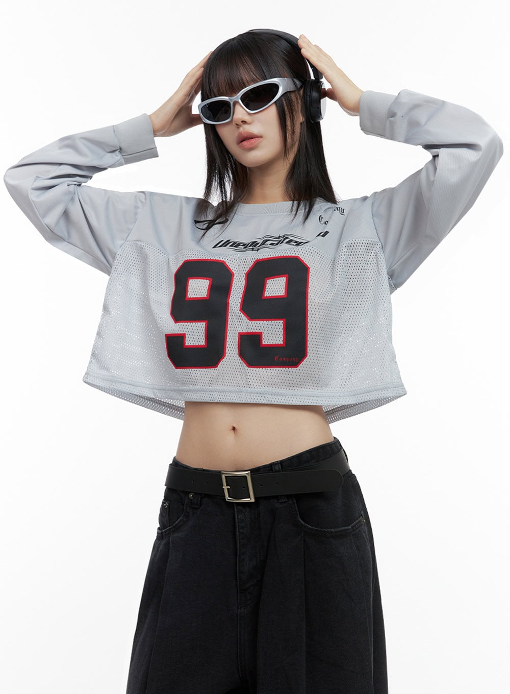 Lettering Mesh Crop Top IO430