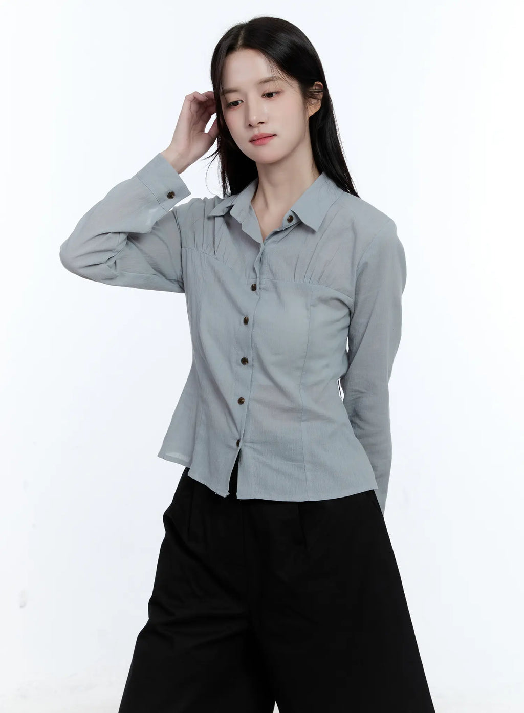 Collared Shirred Blouse CG513