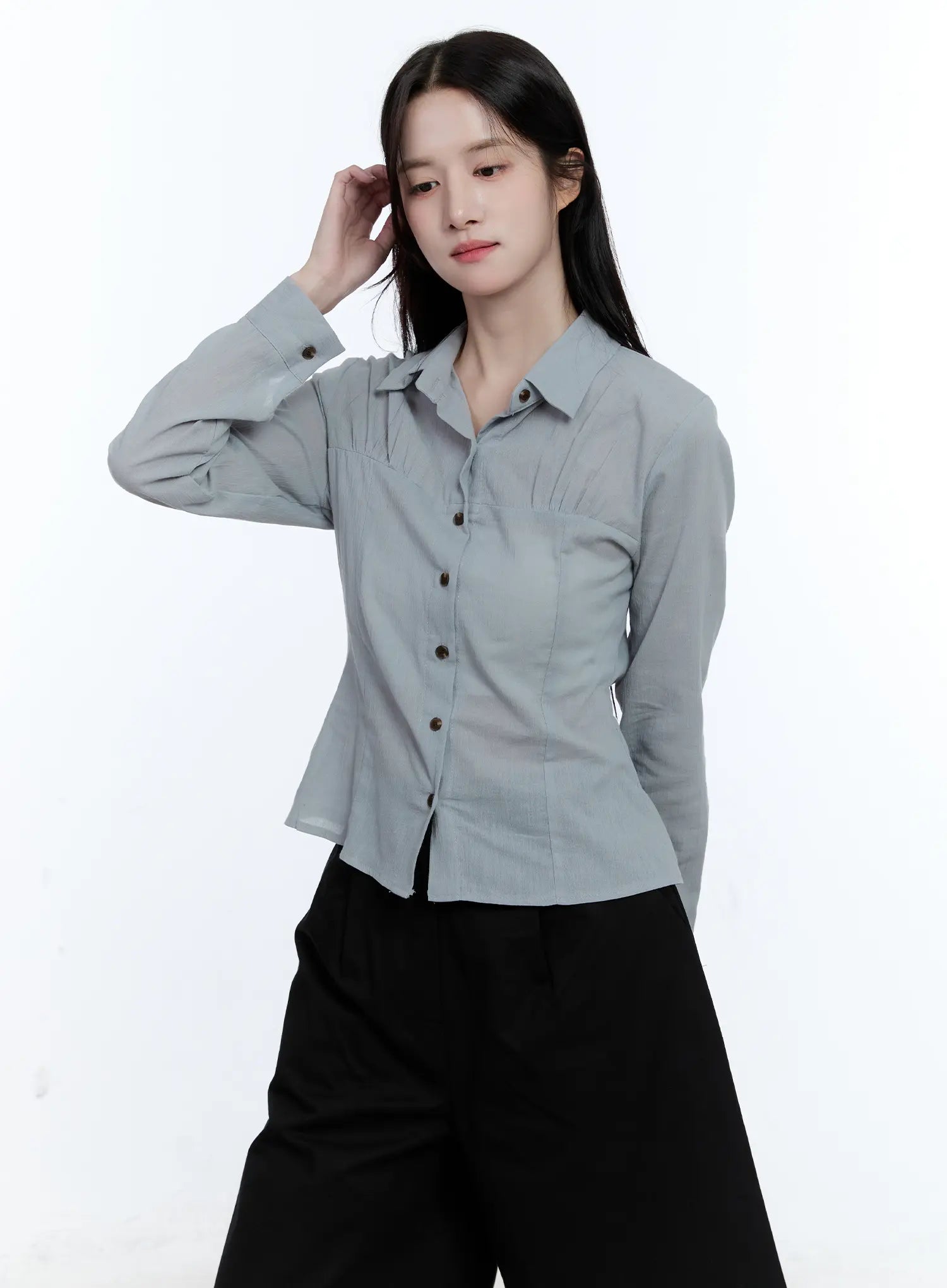 Collared Shirred Blouse CG513