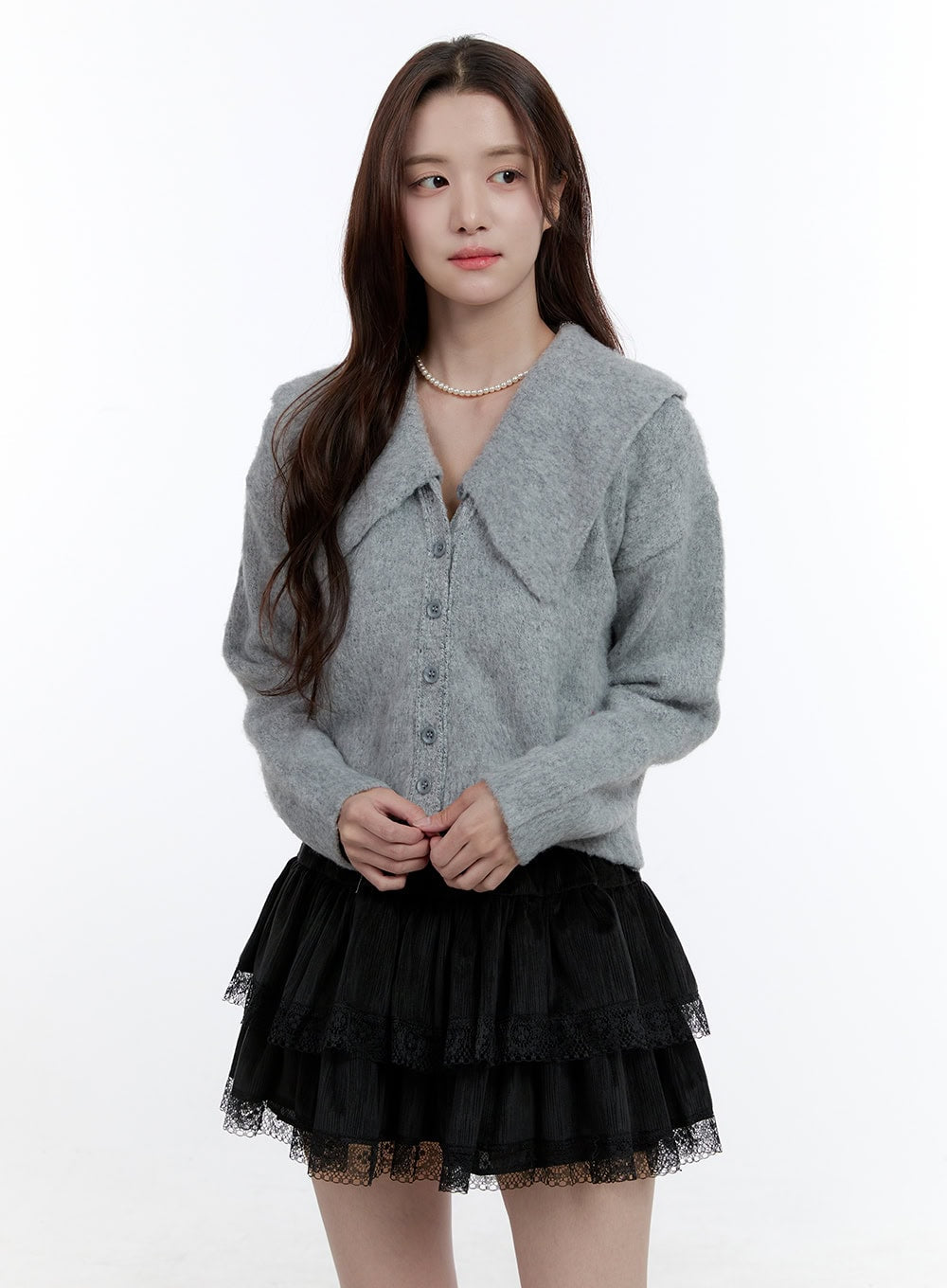 Cozy Collar Big Knit Cardigan OO407