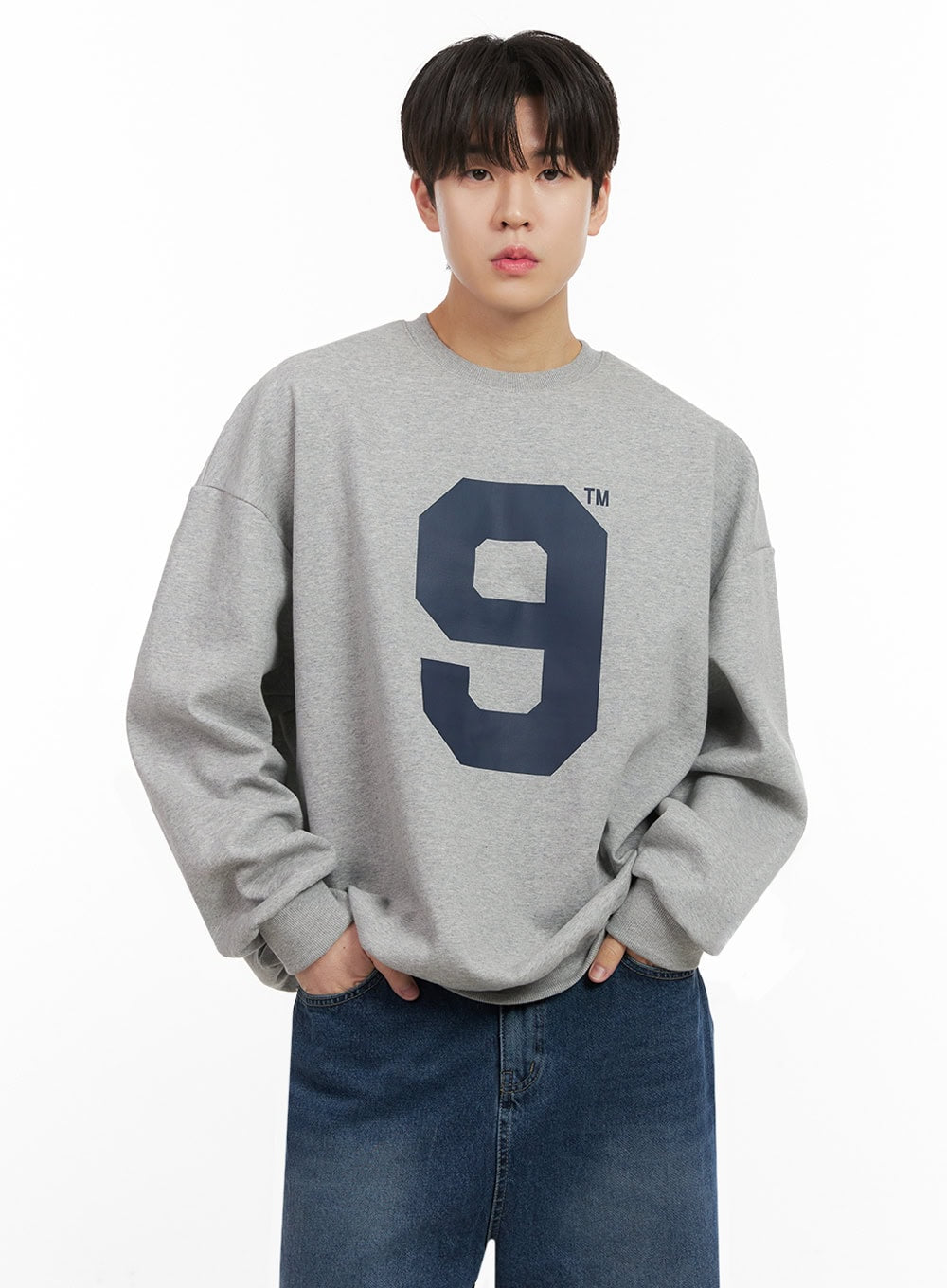Men's Oversized 9 Graphic Crew Neck IJ517