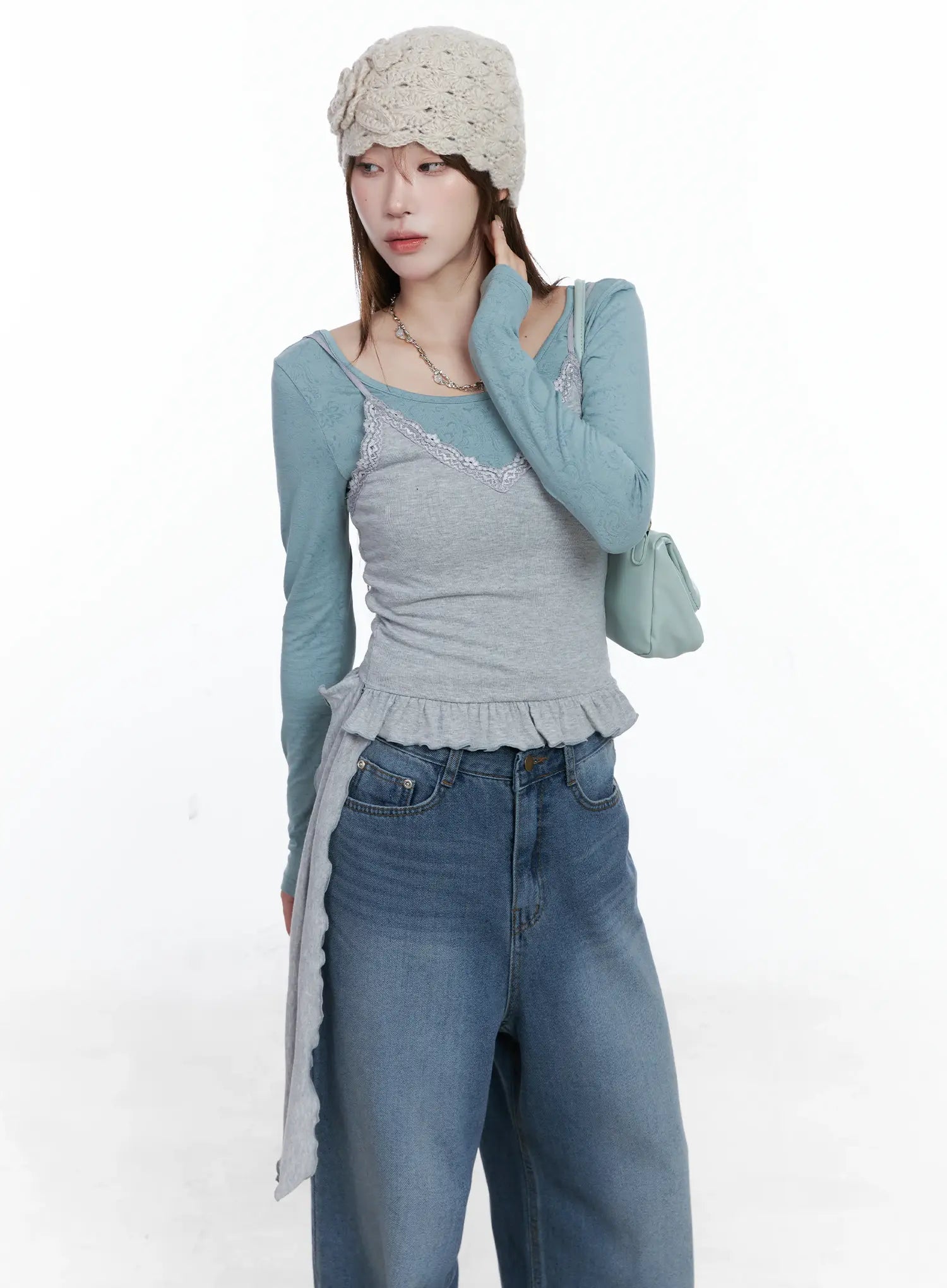 V-Neck Frill Crop Cami Top CS501