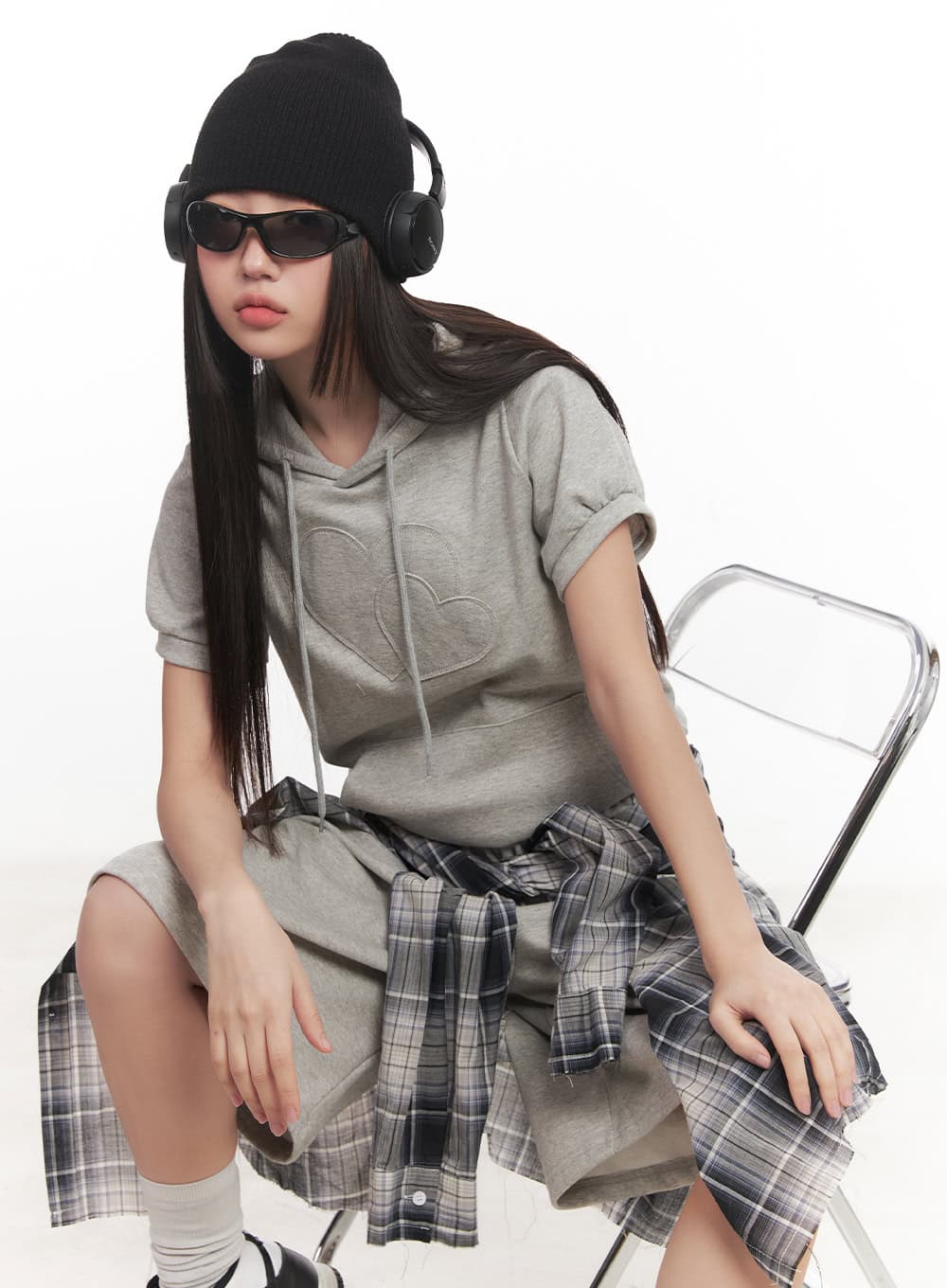 Heart Patched Puff Short-Sleeve Hoodie CM528