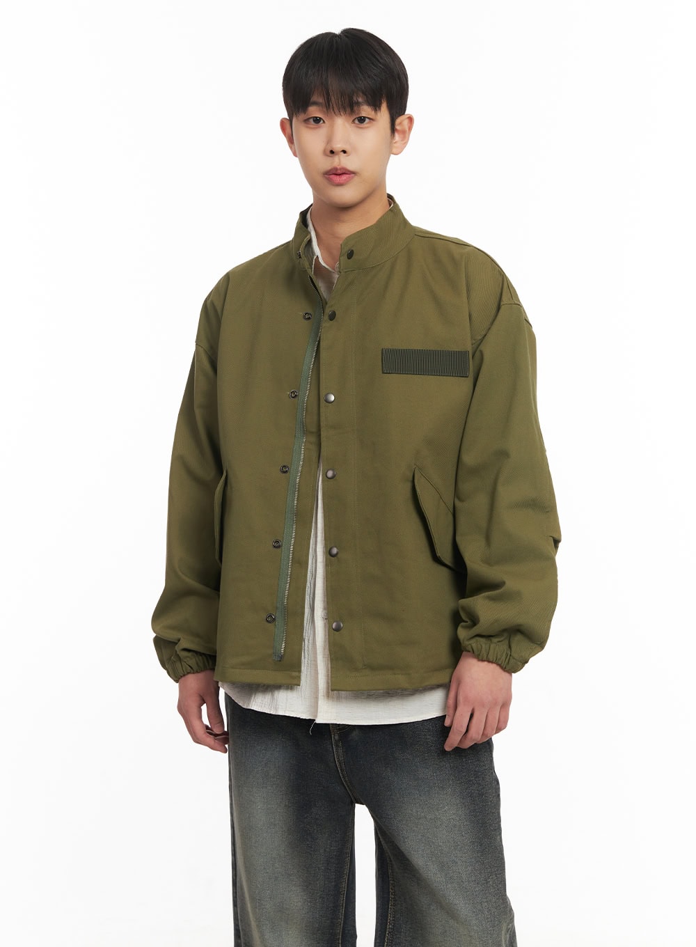 Men's Buttoned Zip-Up Coat IM514