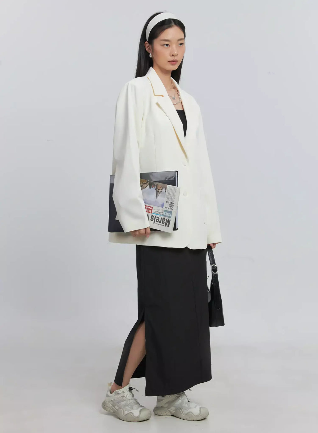 Classic Oversized Blazer (Light beige) IU512