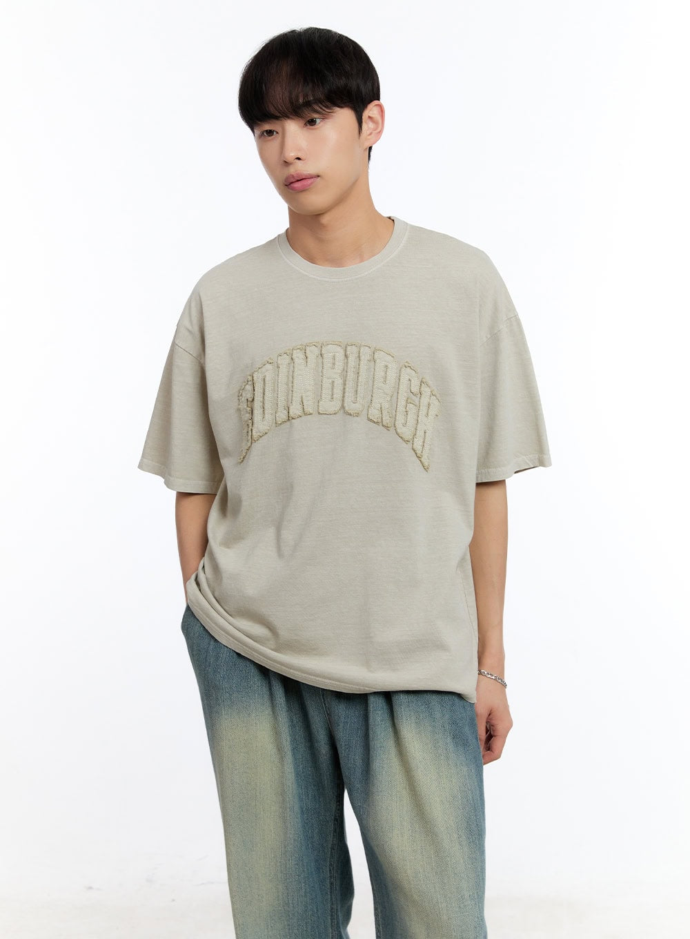 Men's Patch Washed Oversize T-Shirt IY529