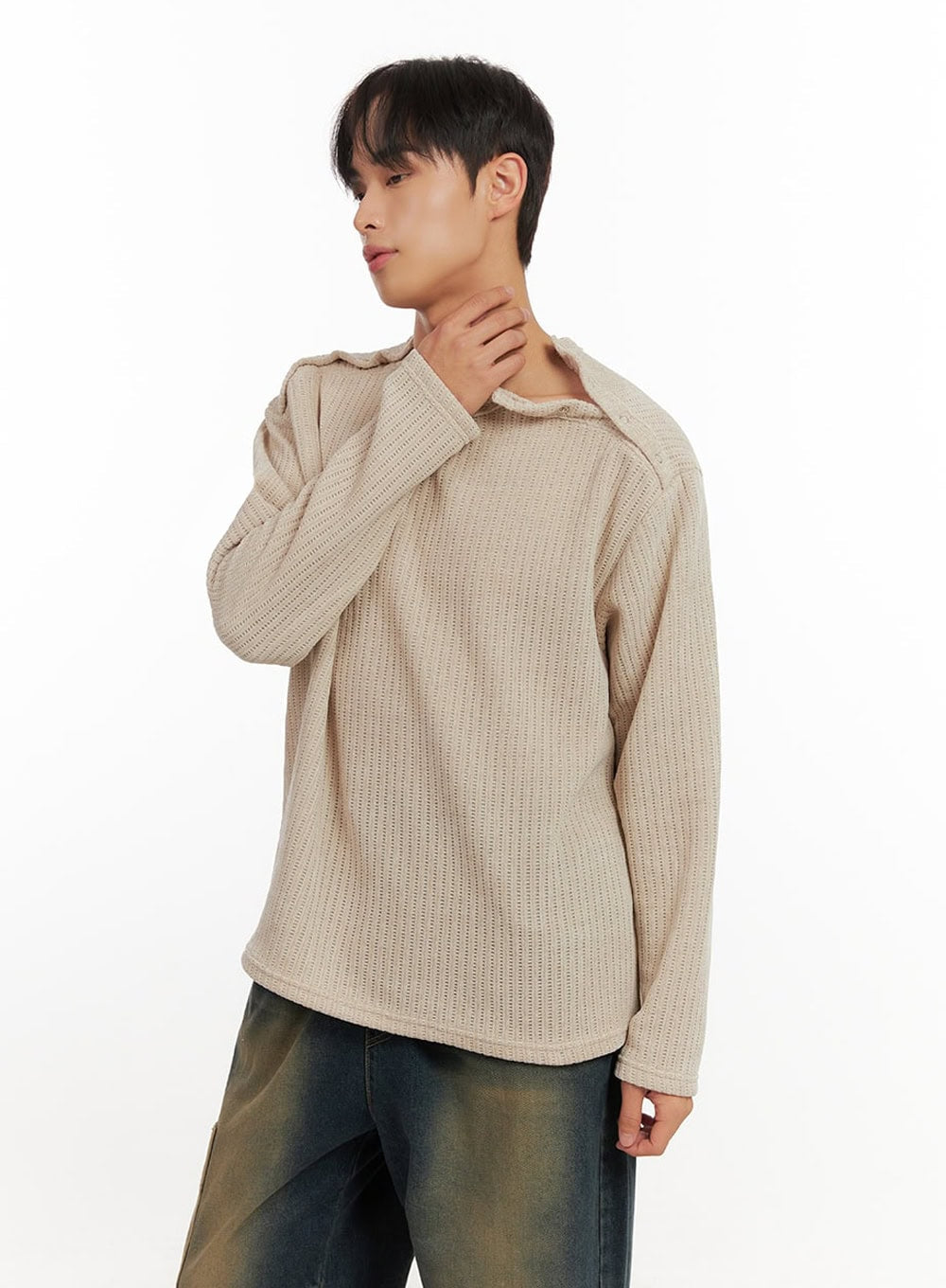 Men's Long Sleeve Solid Sweater ID406