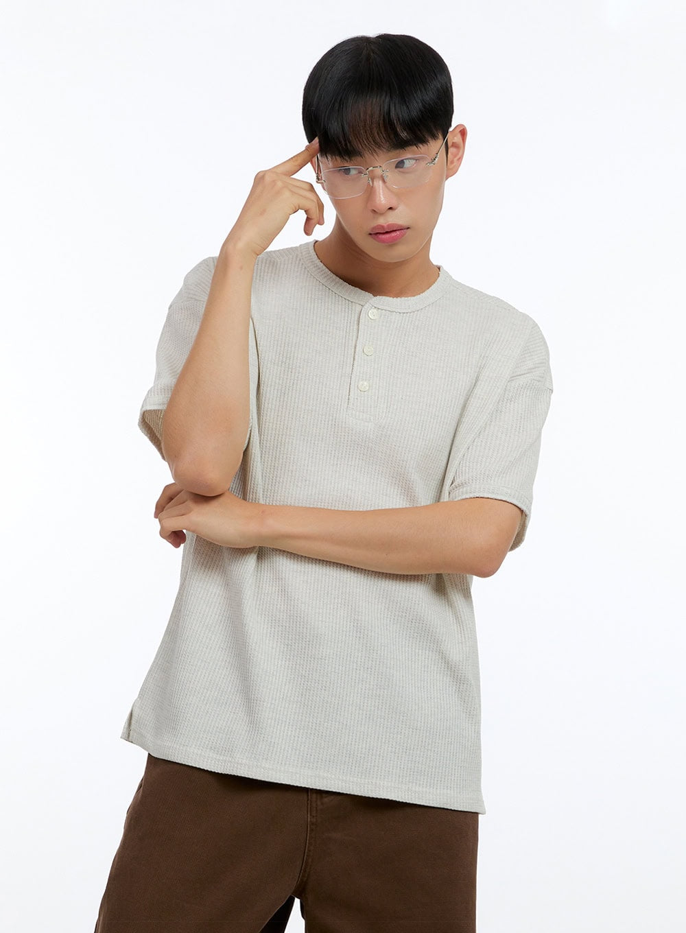 Men's Buttoned Ribbed Cotton Top IG416