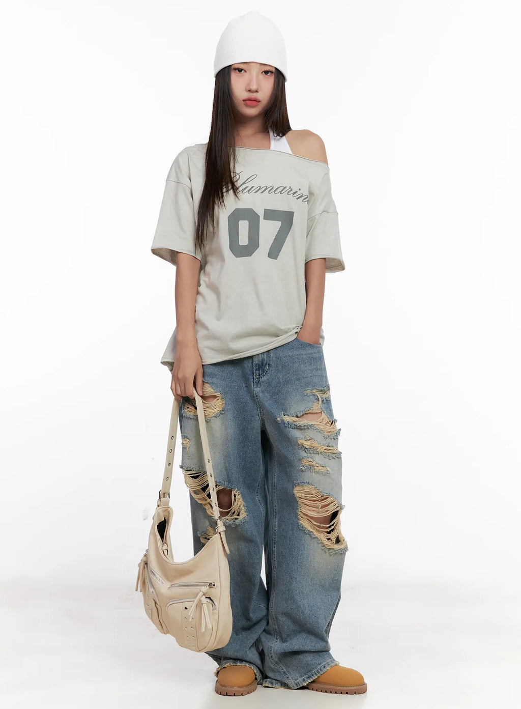 Casual Off-Shoulder Graphic Tee CL518