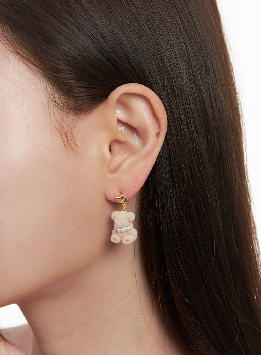 Dahlia Bear Earring With Pearl Necklace IF527