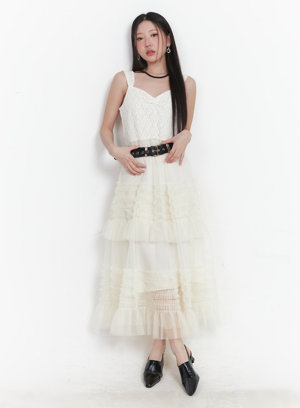 Sweetheart Ruffle Lace Maxi Dress IM528