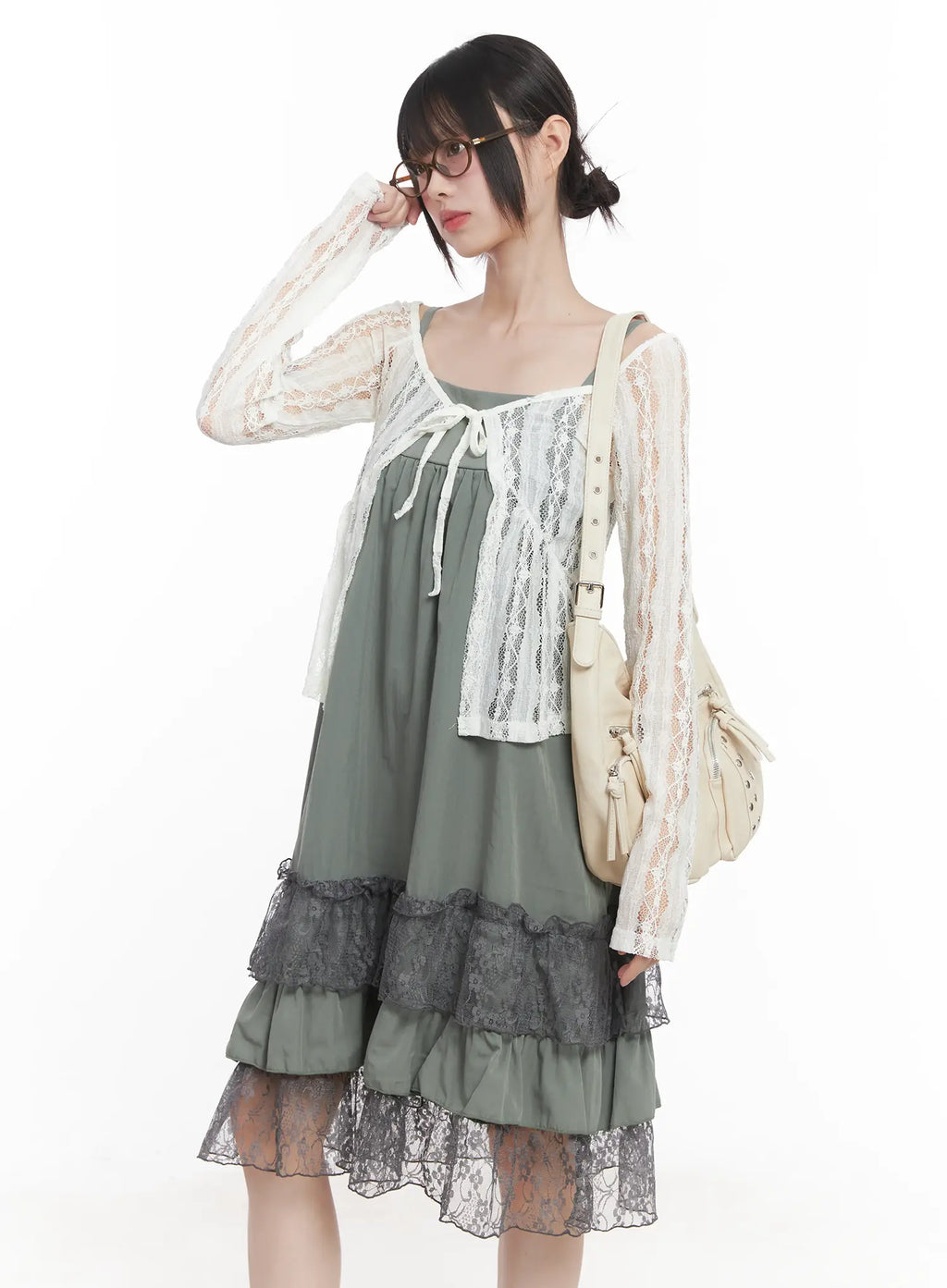 Sheer Lace Ribbon Cardigan CU518