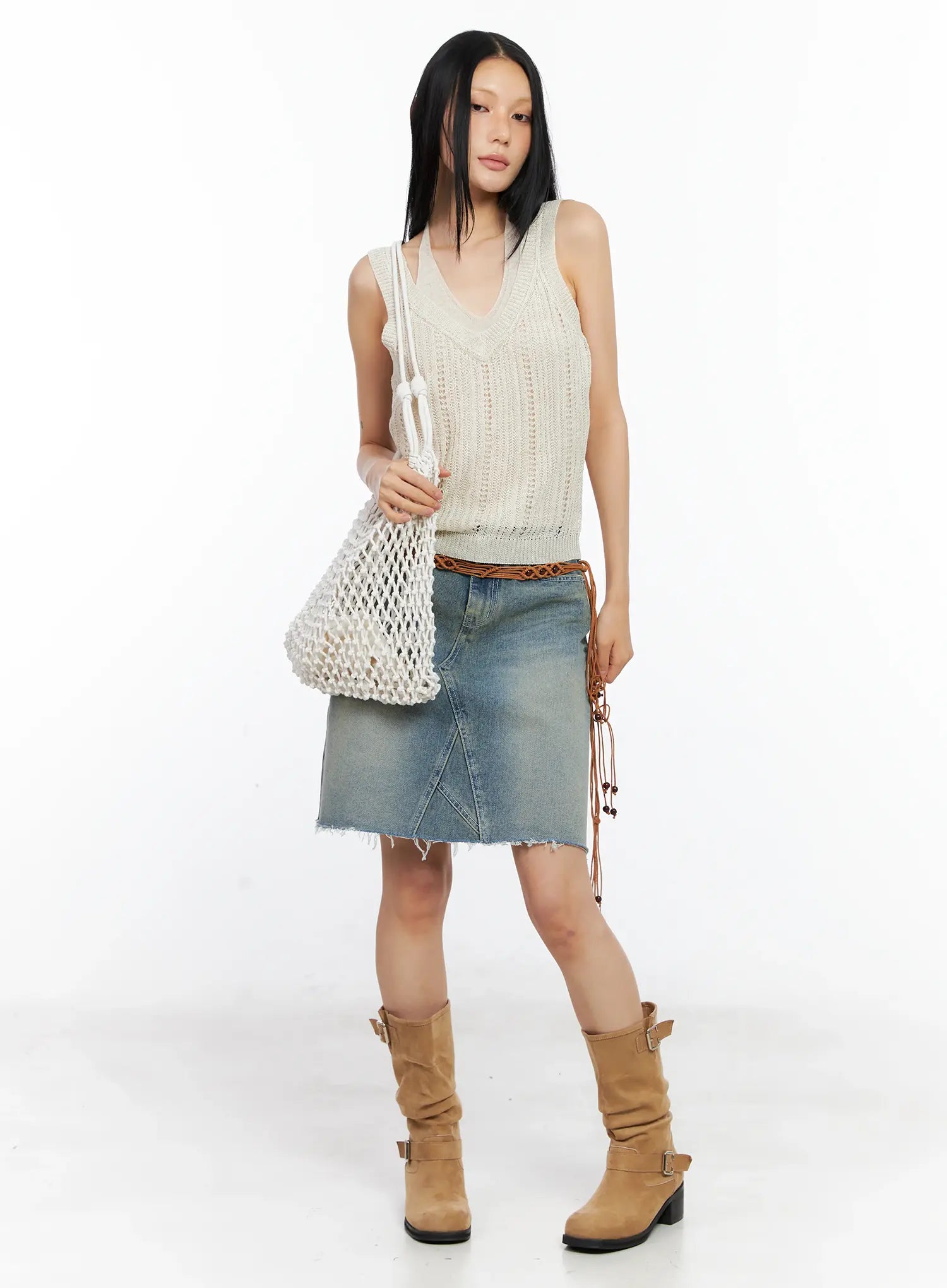 Layered Knit Halter Tank Top CL529