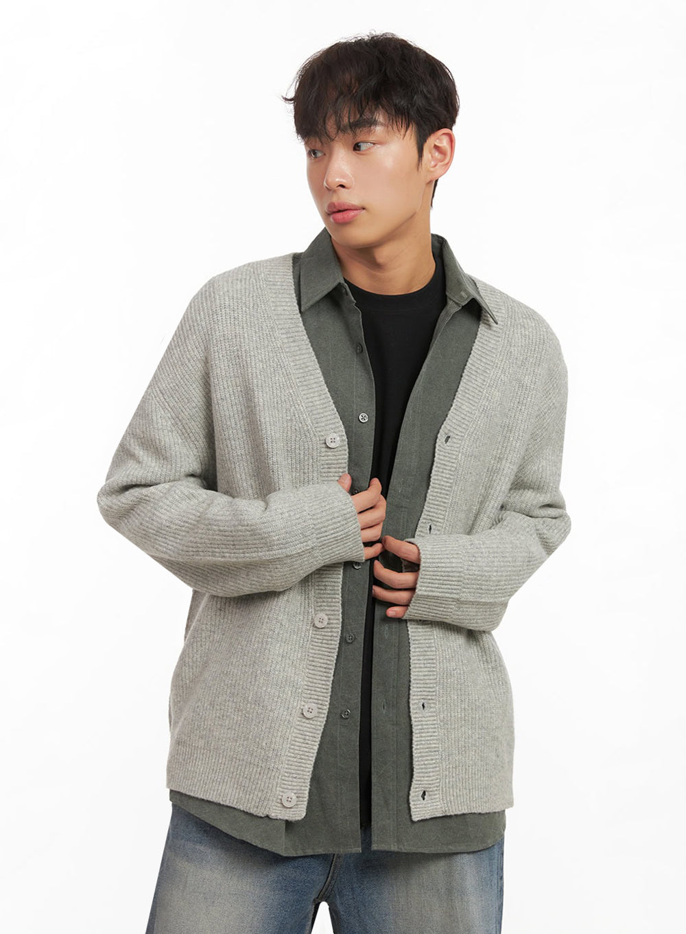 Men's V-Neck Buttoned Knit Cardigan ID431