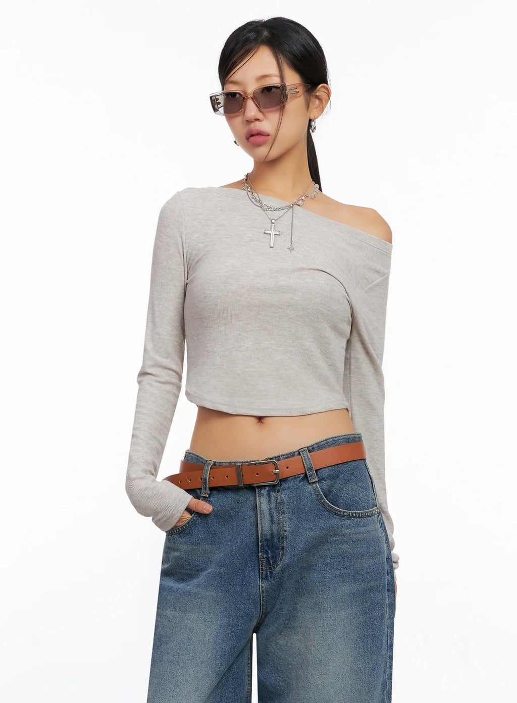 Slim Fit Wide Neck Crop Top IG527
