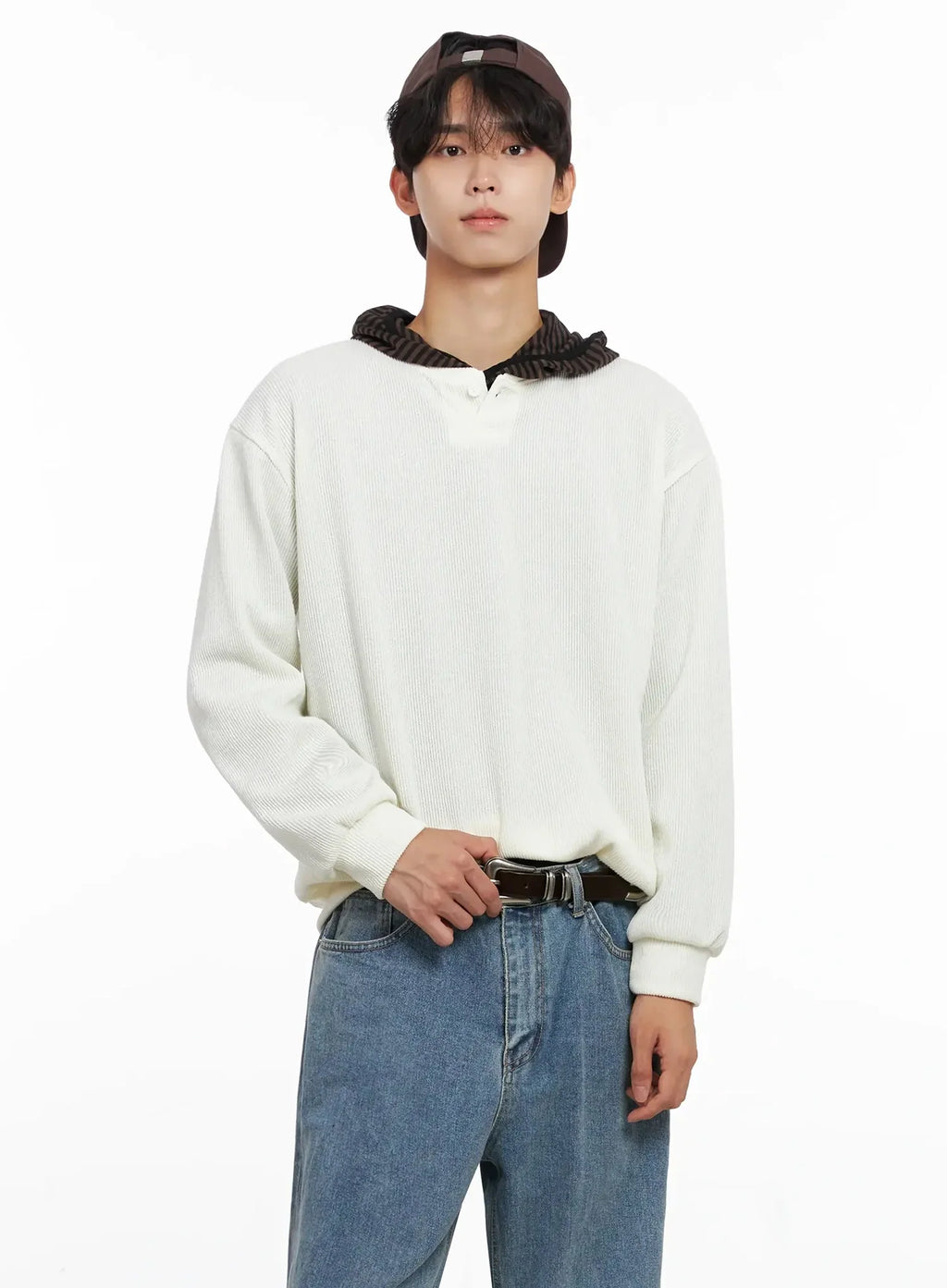 Men's Henley Neck Sweatshirts IO517