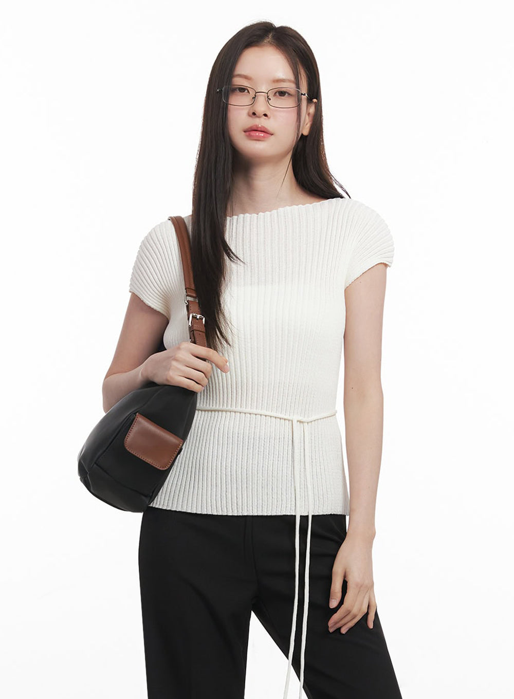 Ribbed String Knit Top IY508