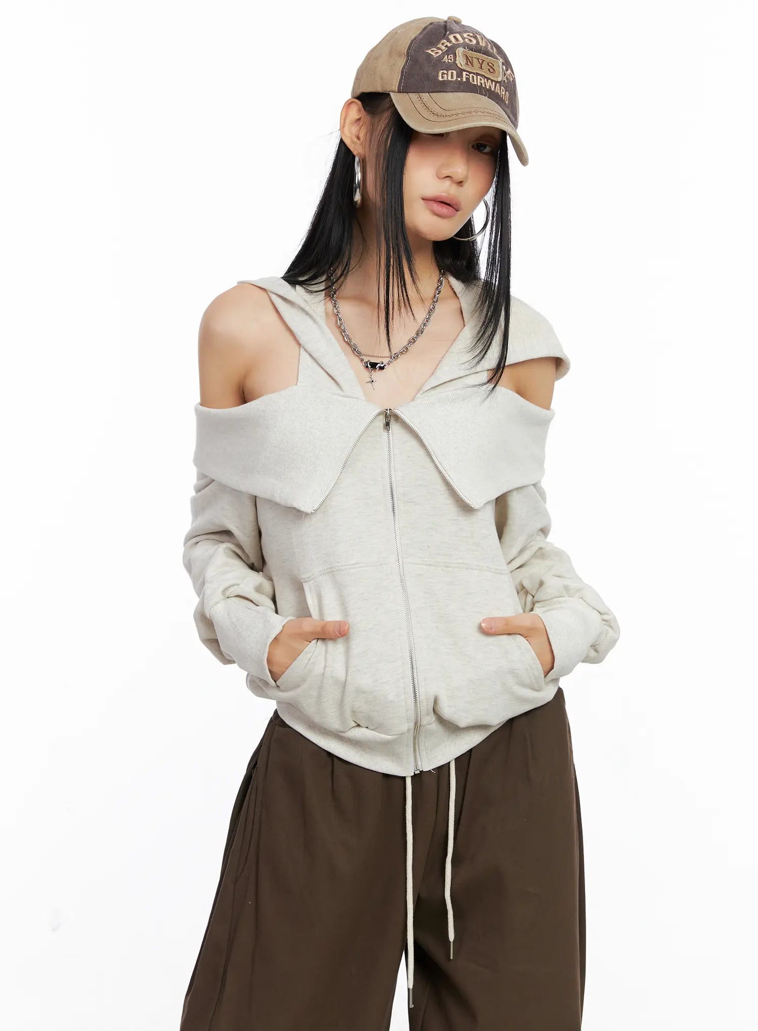 Off-Shoulder Hoodie Jacket CS509