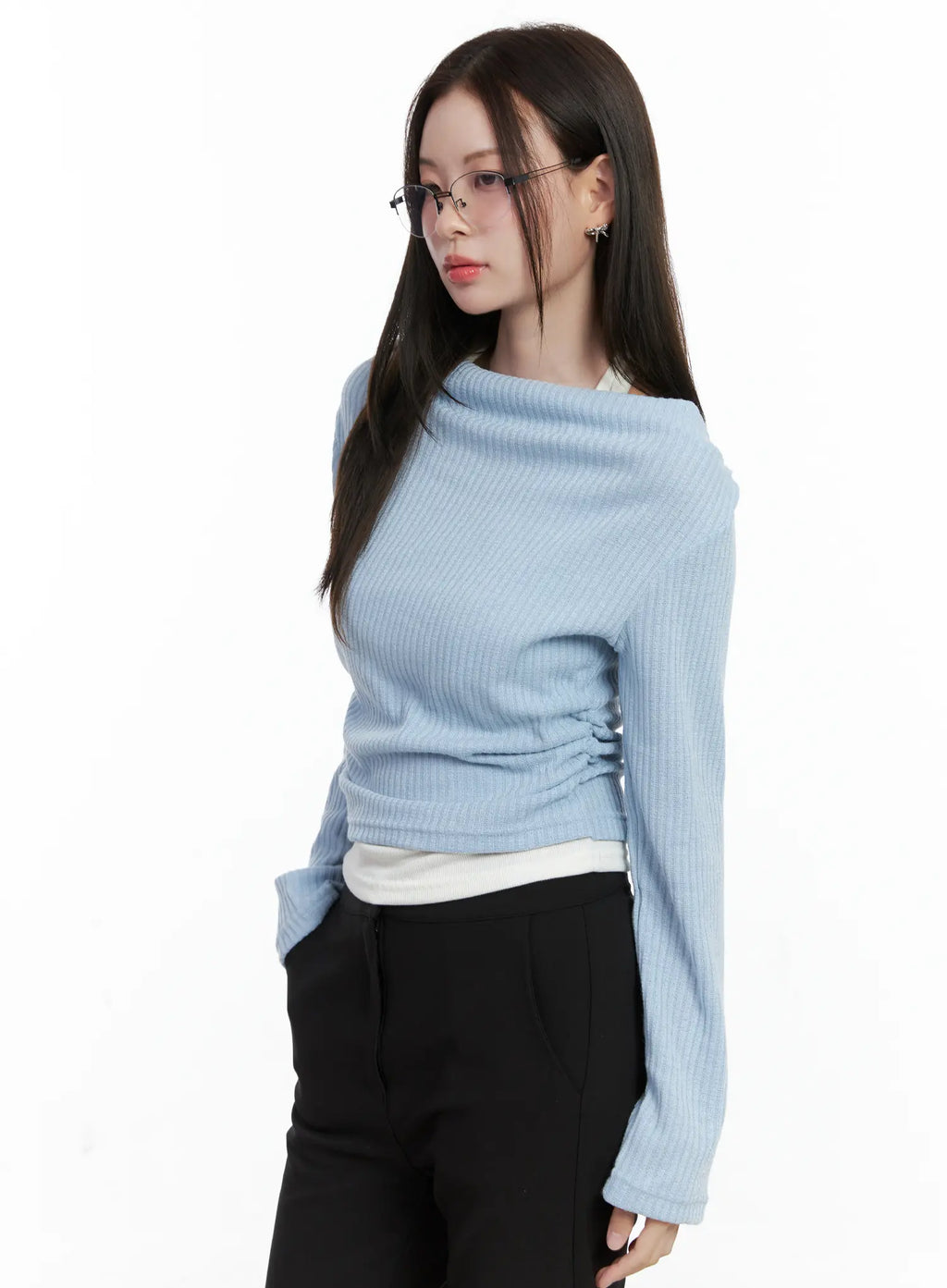 Ribbed Knit Off-Shoulder with Halter Top CO503