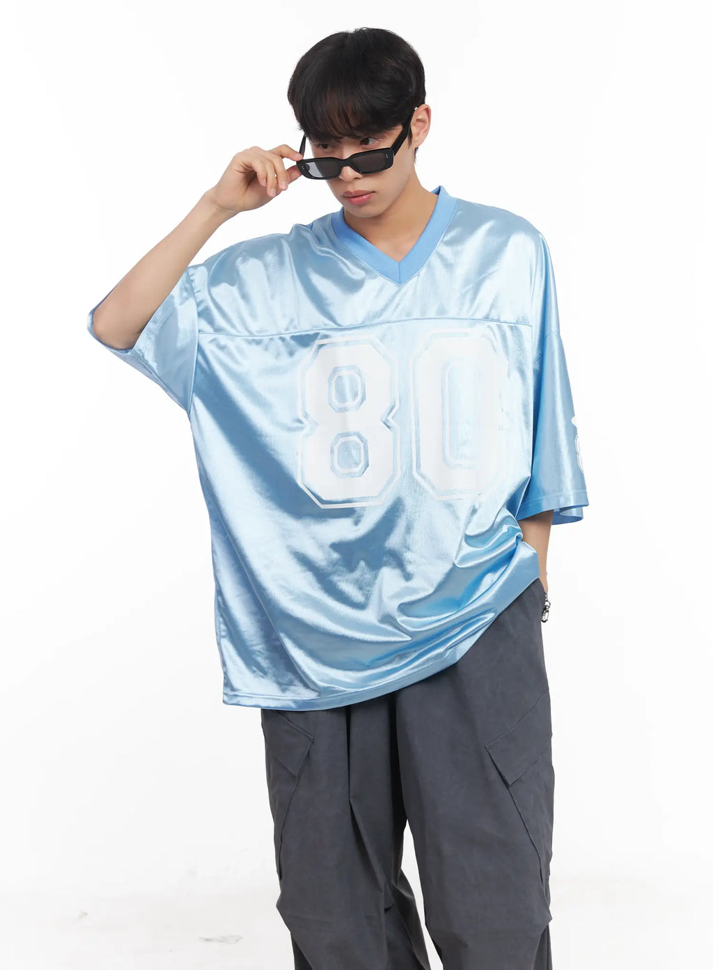 Men's Oversized V-Neck Jersey IU518