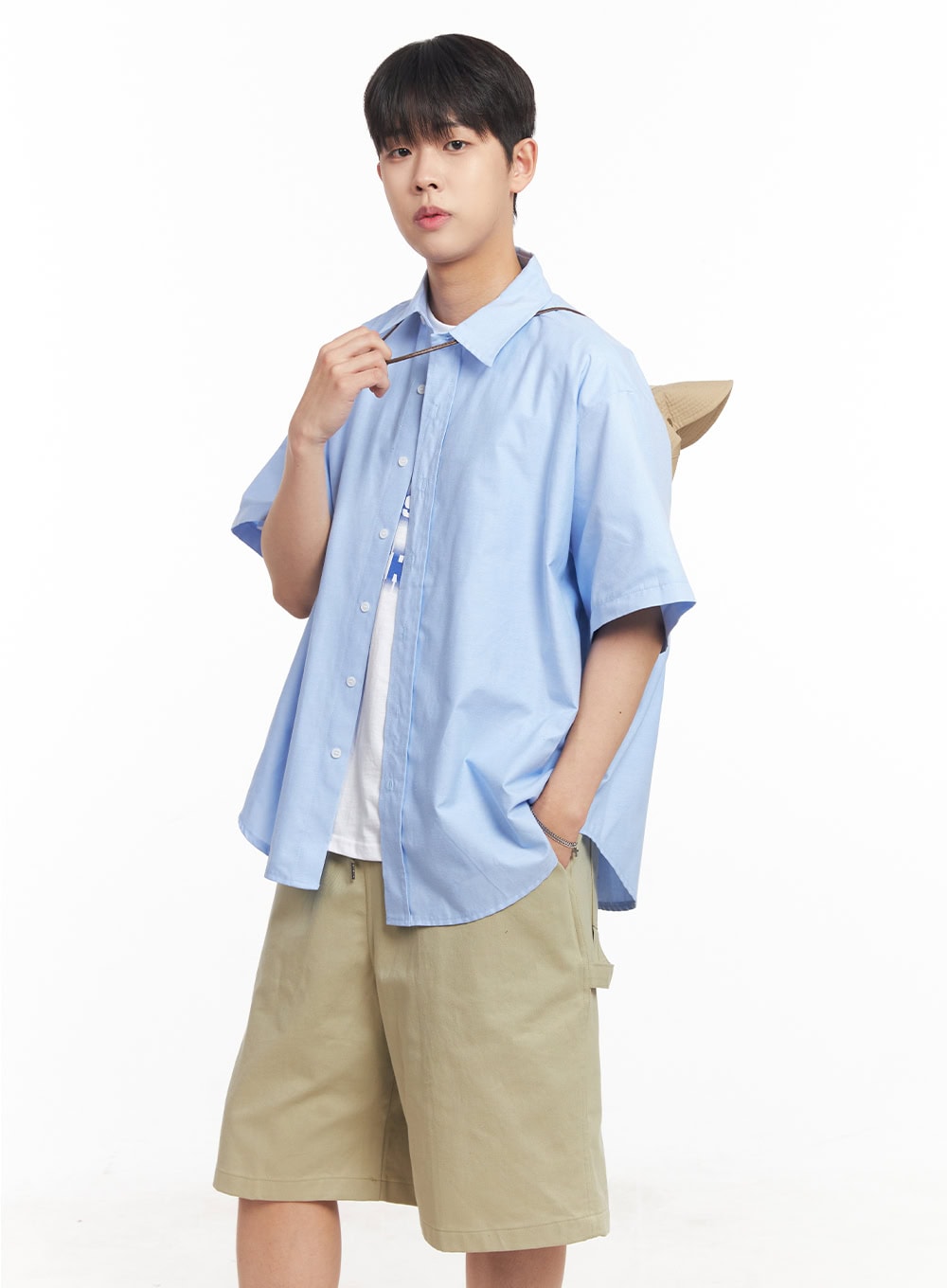 Men's Oversized Collared Short Sleeve Shirt IA529