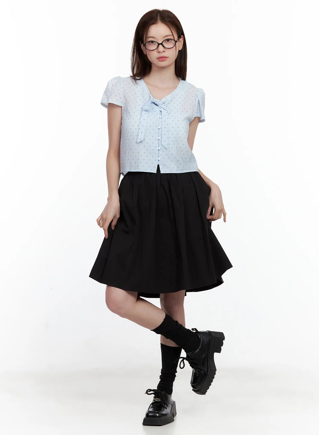 Polka Dot Button-Up Blouse CL502