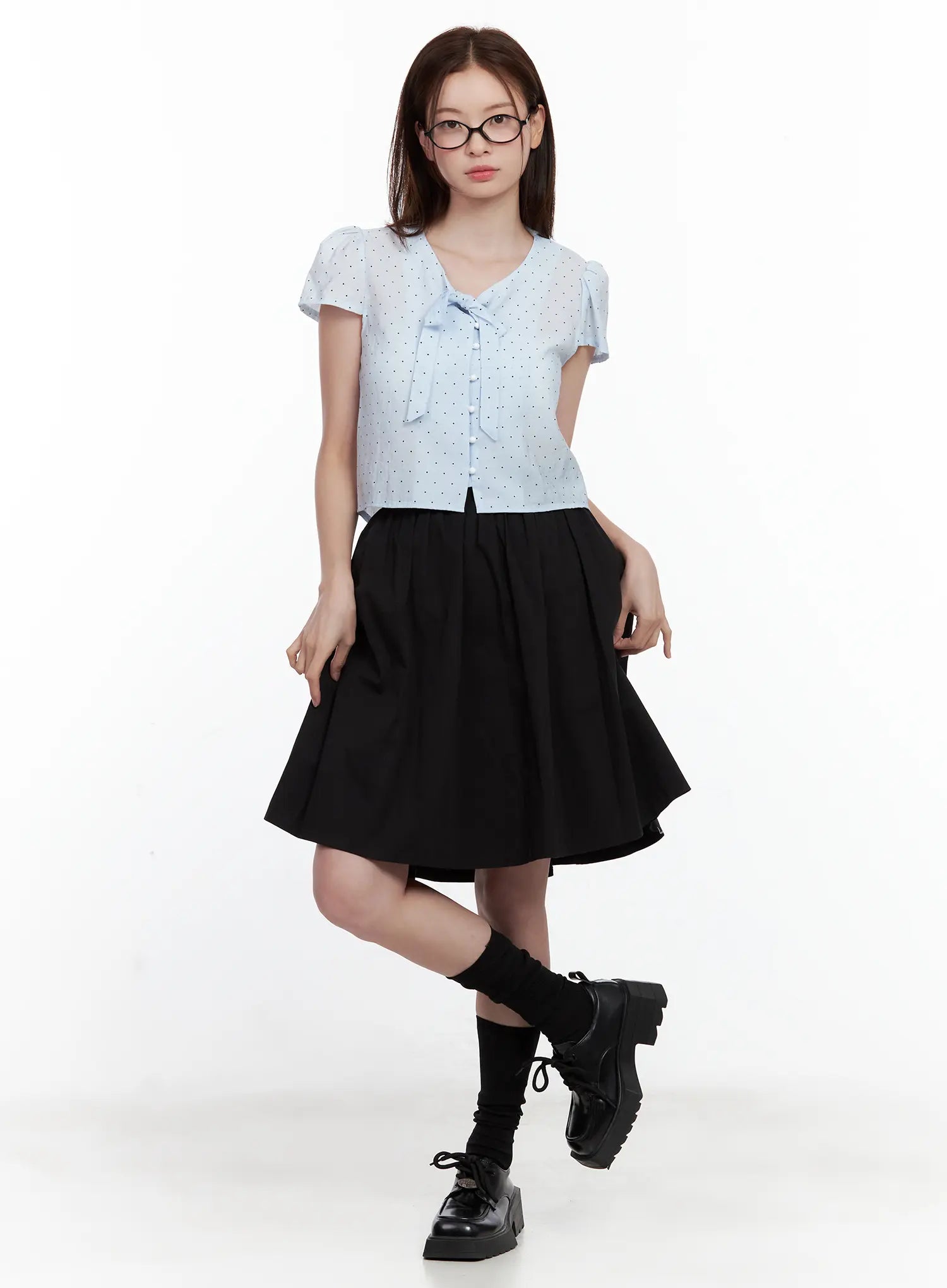 Polka Dot Button-Up Blouse CL502