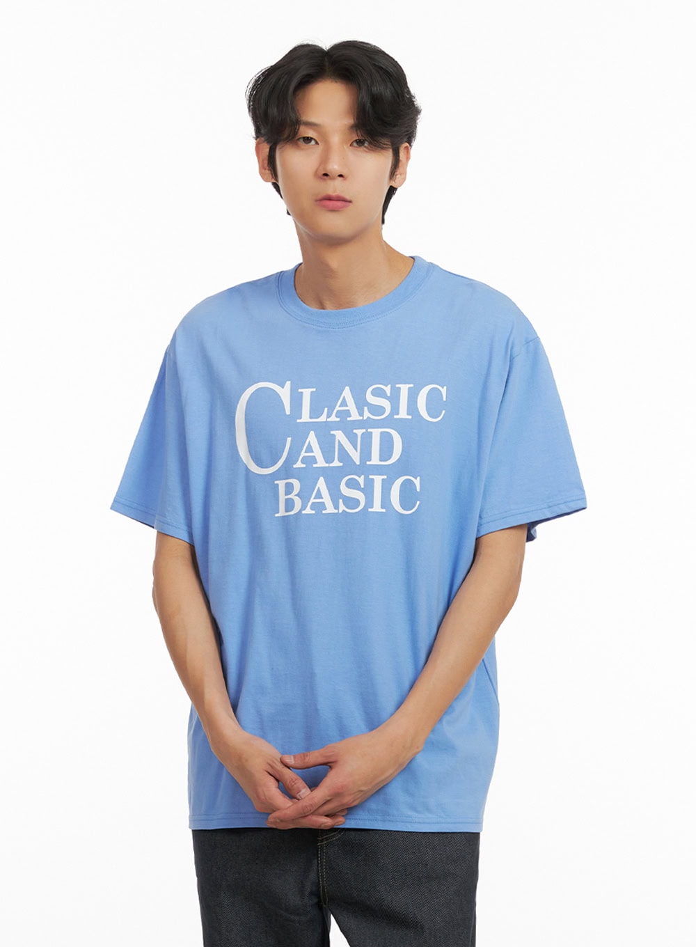 Men's Graphic Lettering Tee (Light Blue) IY424