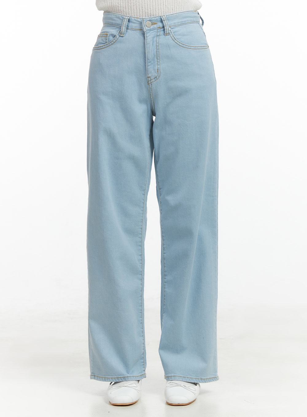 Washed Low Rise Loose Straight Jeans OL416