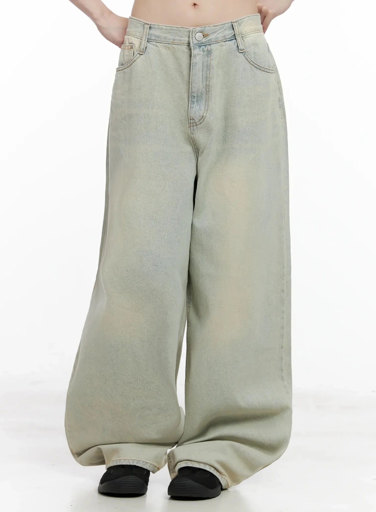 Xiaoting Vintage Style Wide-Leg Denim IL531