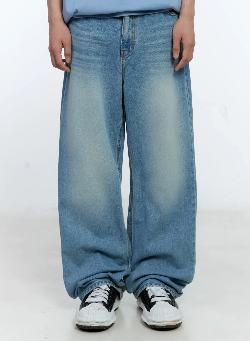 Men's Washed Wide-Leg Jeans IL529