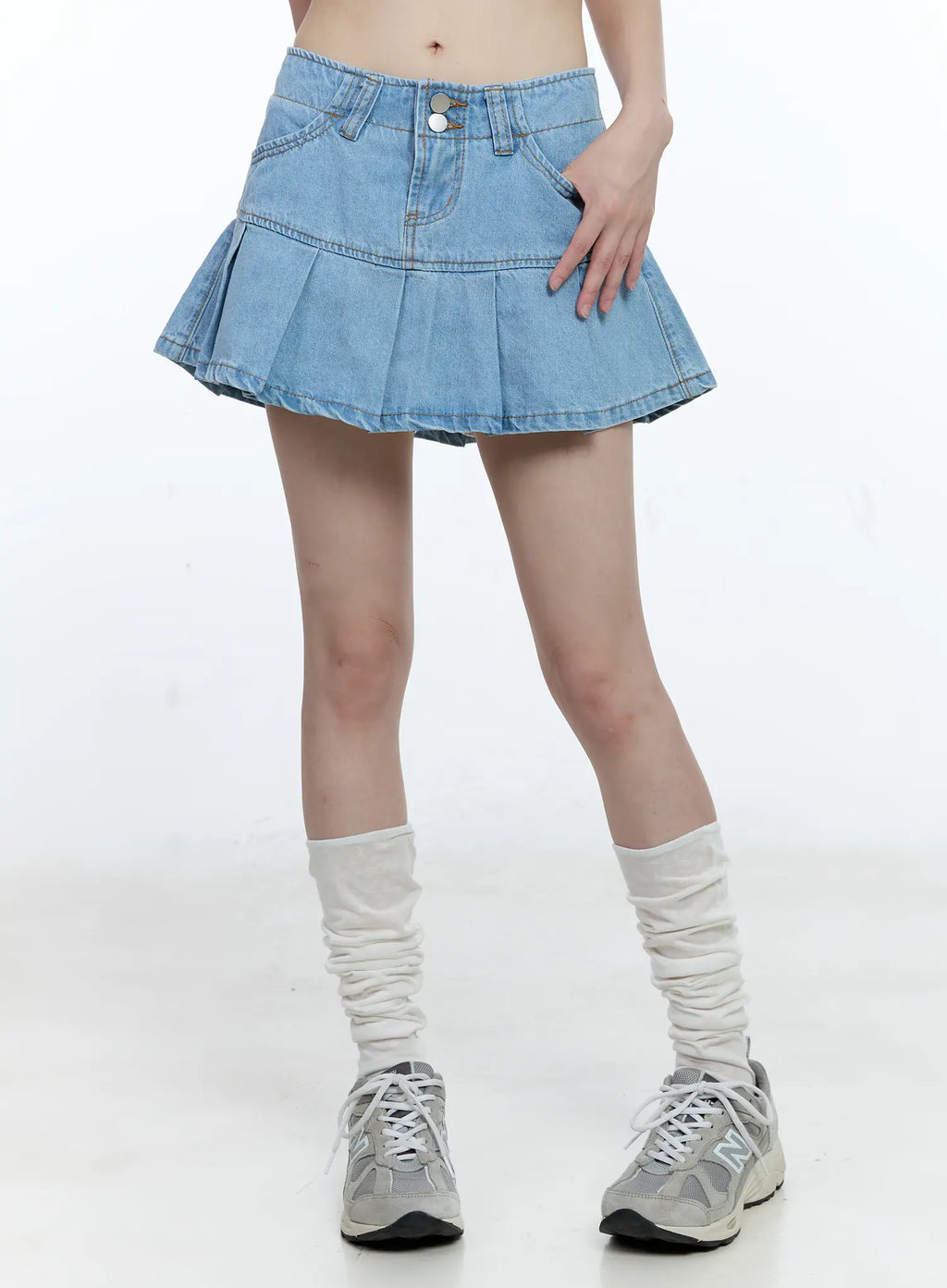 Pleated Denim Mini Skort CG511